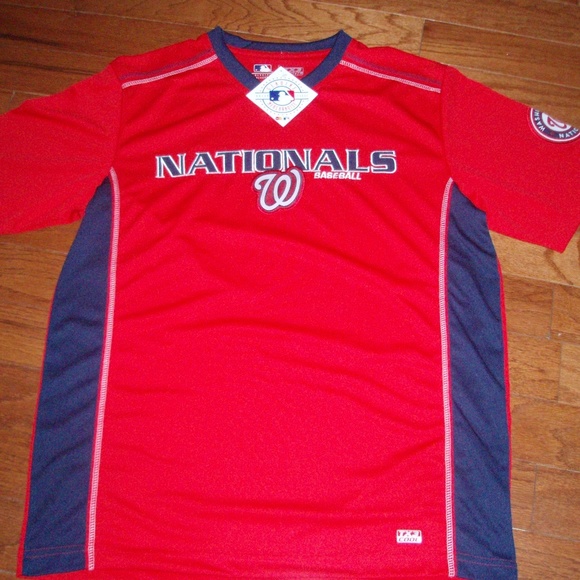 Nationals Red Short Sleeve Shirt MLB GM TX3 Cool - Picture 1 of 4
